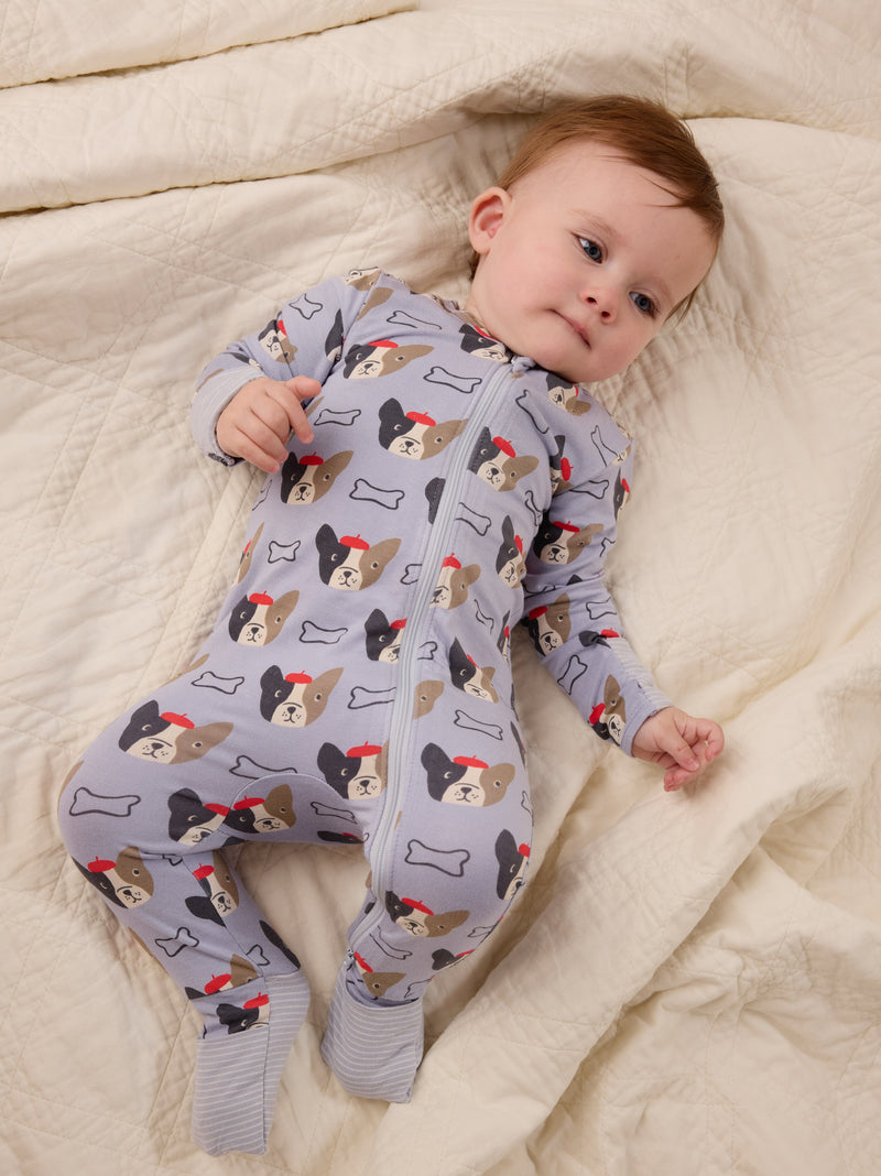 New Footed Baby Romper in French Bulldog - View 2