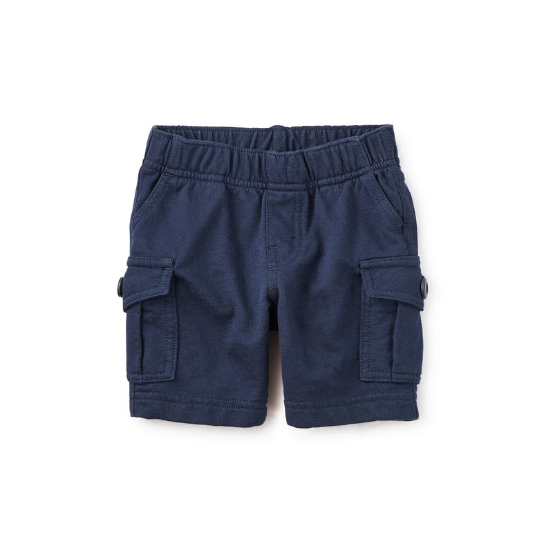Knit Cargo Baby Shorts in Heritage Blue - View 1