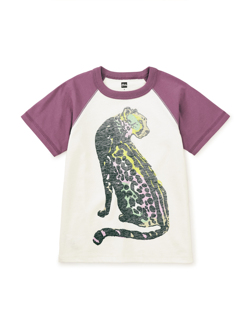 Rainbow Cheetah Reverse Printed Raglan Tee