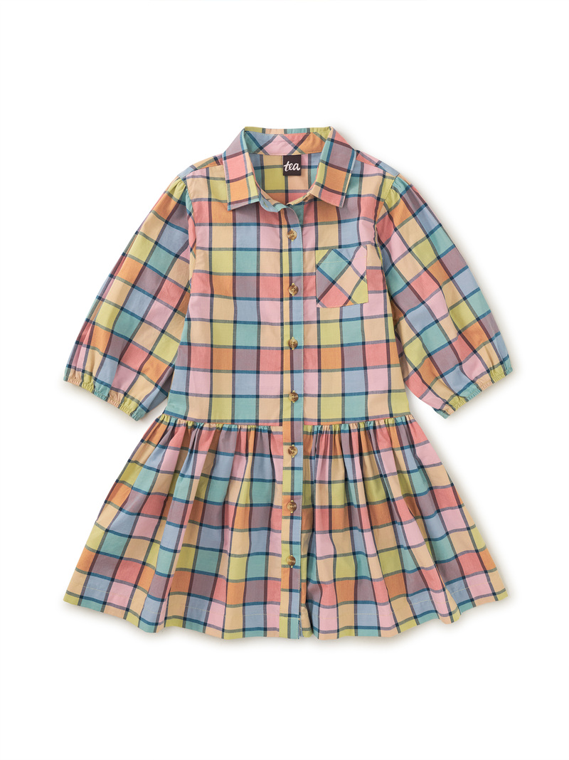 Collared Blouson Sleeve Dress