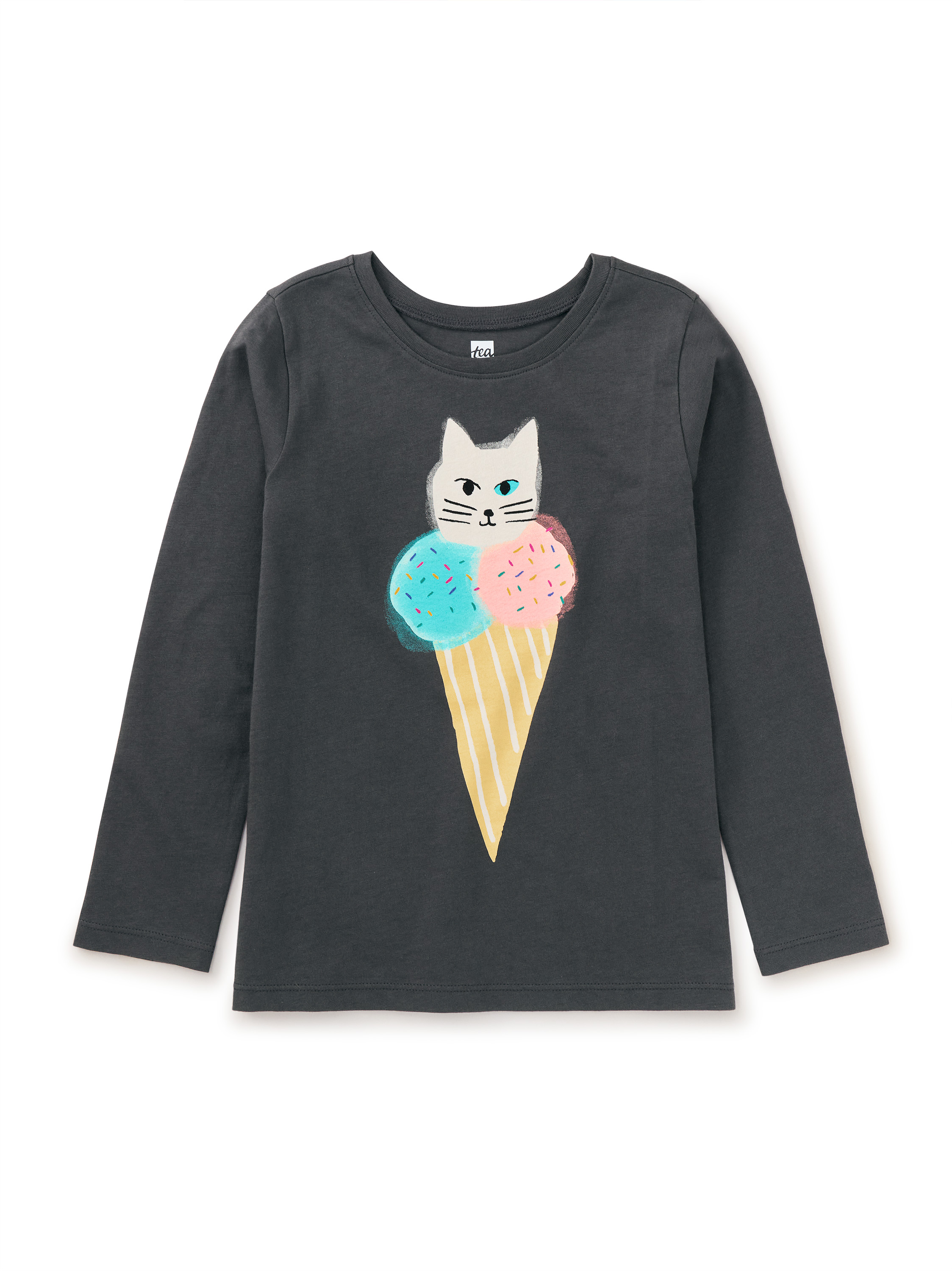 Tea Collection Ice Cream Cat Graphic Tee Pepper 3