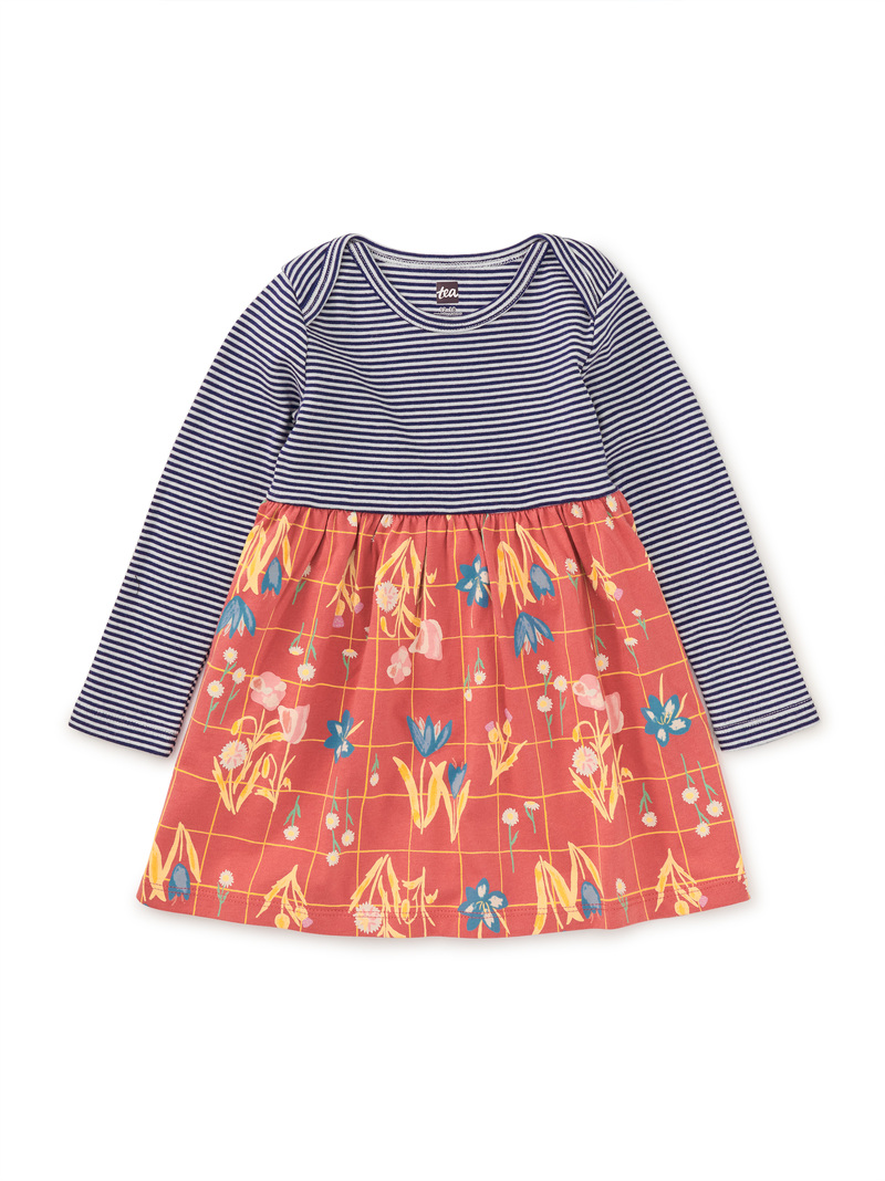 Little Girl Print Mix Skirted Baby Dress Casual |Tea Collection