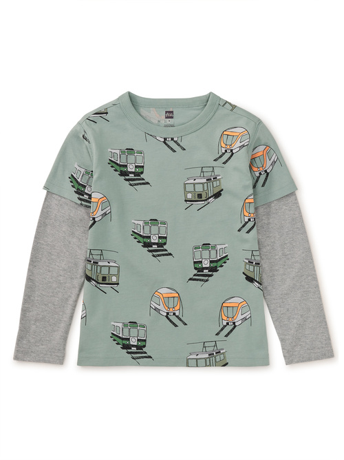  Printed Layered Sleeve Tee