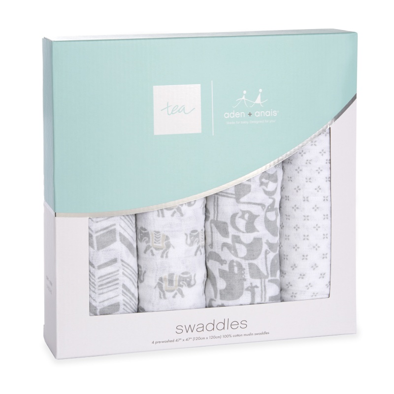 tea x aden + anais Savanna Animals Swaddle 4pk