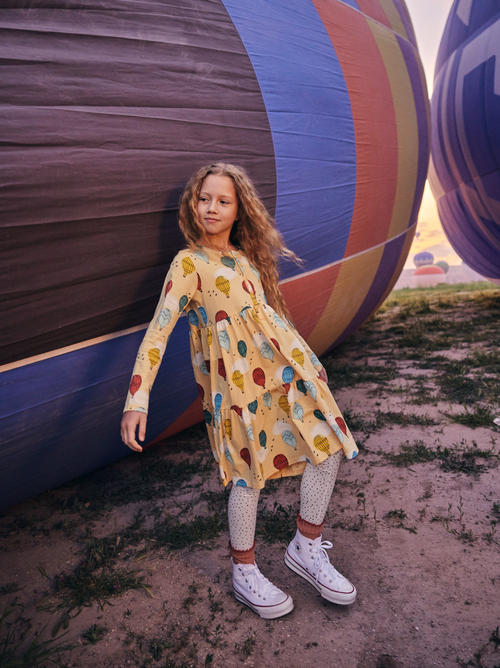 Long Sleeve Tiered Henley Dress