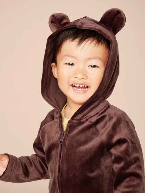 Bear Ears Velour Baby Hoodie