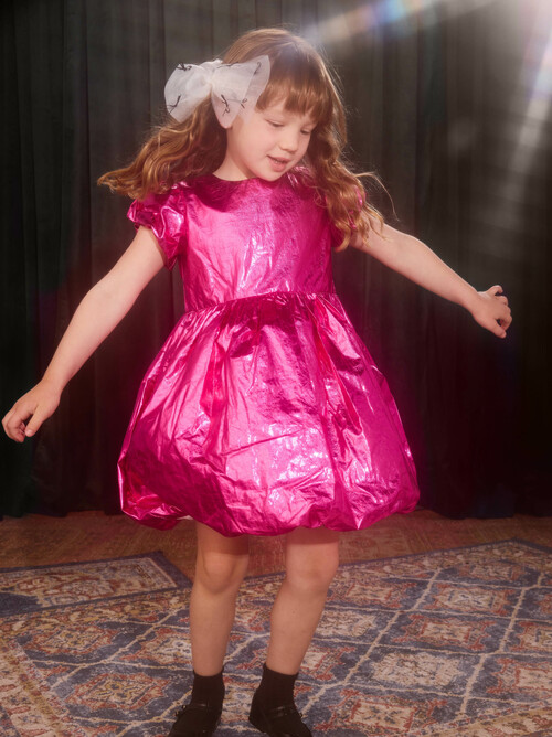 Metallic Balloon Skirted Dress
