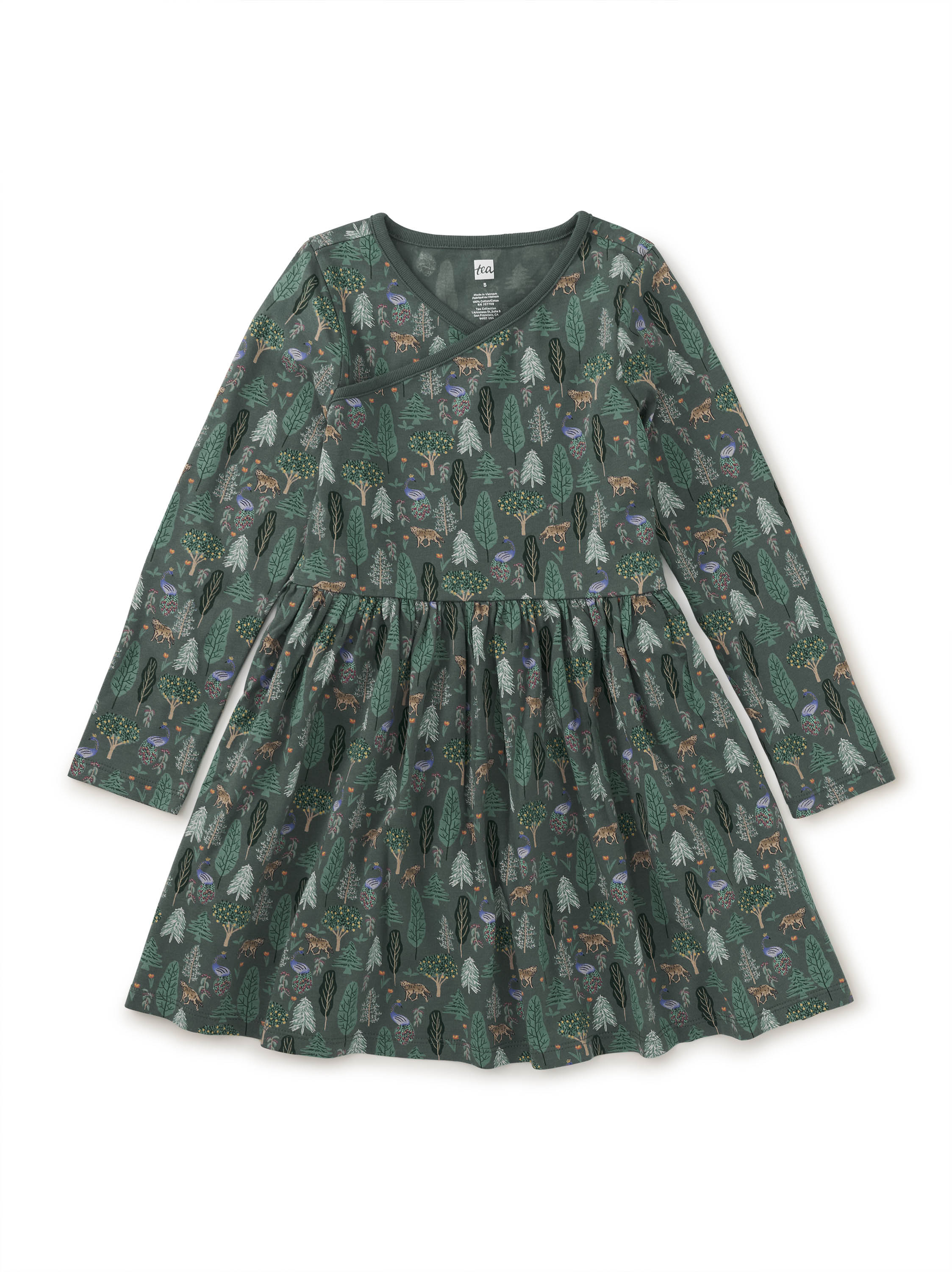 Long Sleeve Wrap Neck Dress Tea Collection