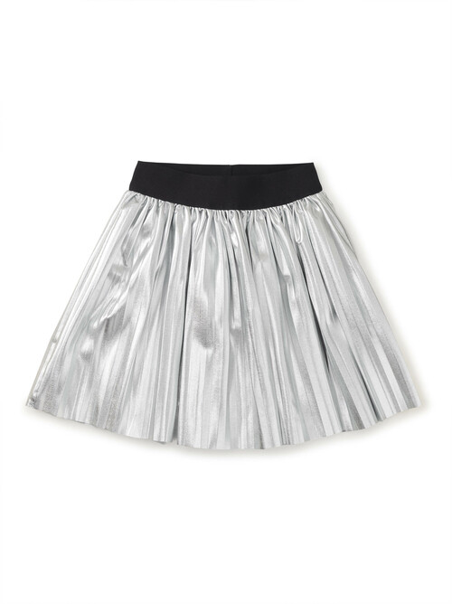 Pleated Metallic Twirl Skirt