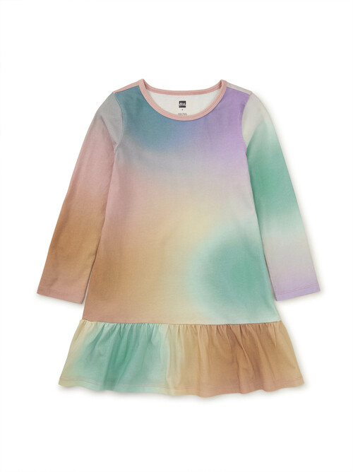  Long Sleeve Ruffle Hem Dress