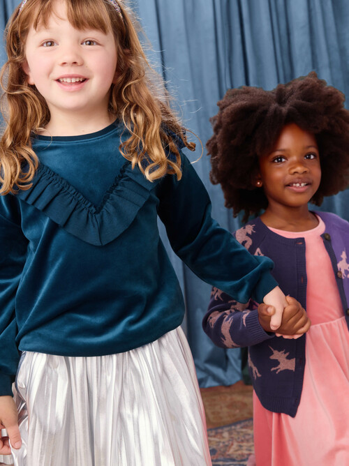 Velour Ruffle Tunic Top