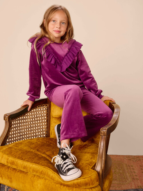 Velour Ruffle Tunic Top