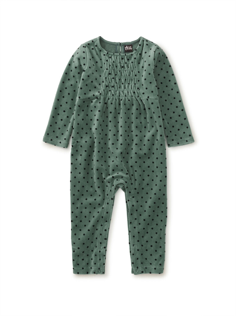 Velour Smocked Baby Romper