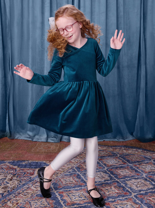 Velour Wrap Neck Dress
