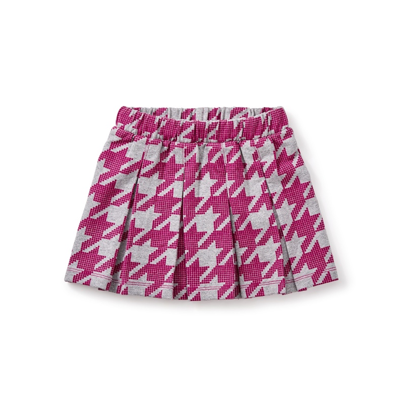 Houndstooth Pleated Skirt