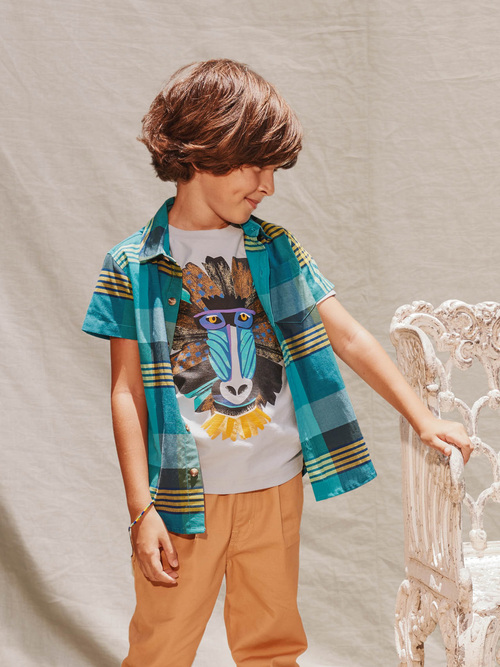 Plaid Button Up Woven Shirt