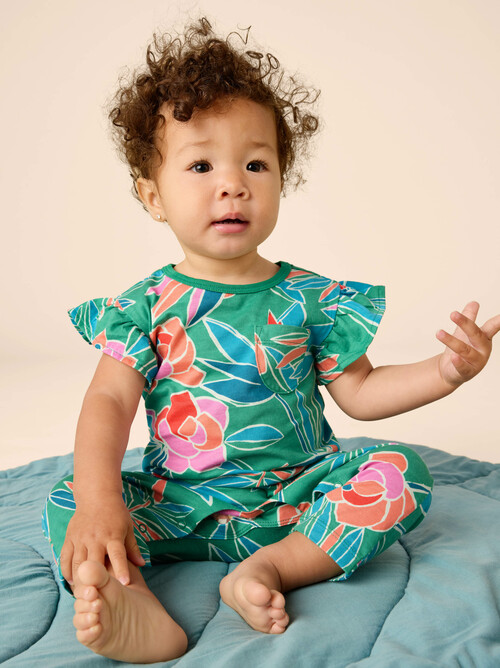 Ruffle Sleeve Pocket Romper
