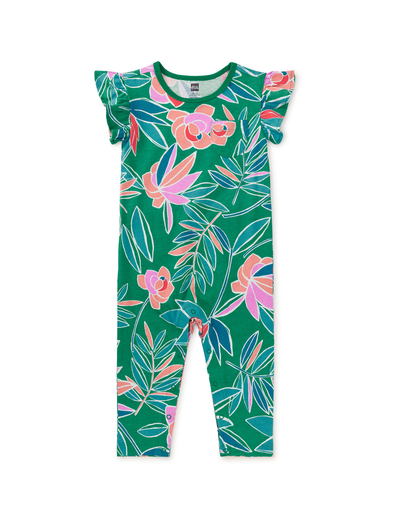 Ruffle Sleeve Pocket Romper