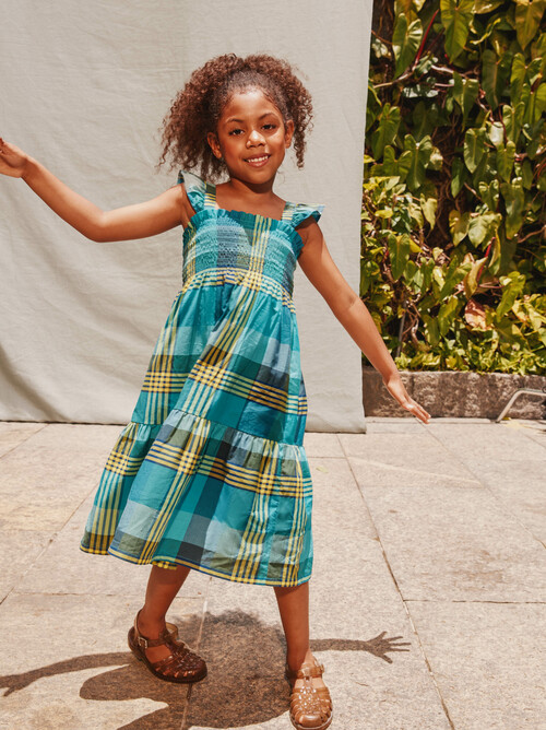 Smocked Flutter Sleeve Dress