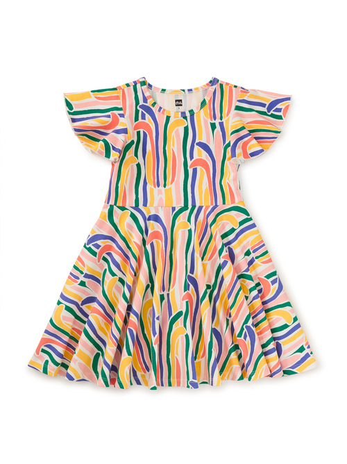 Flutter Sleeve Twirl Dress