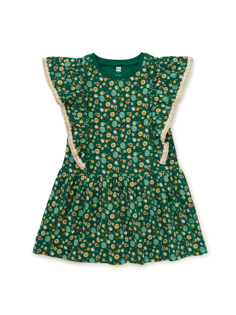 Crochet Trim Ruffle Dress