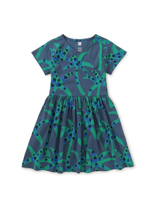 Short Sleeve Wrap Neck Dress