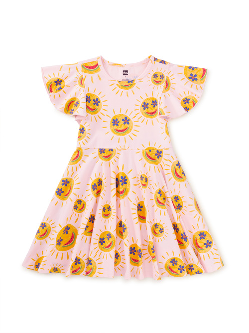 Flutter Sleeve Twirl Dress