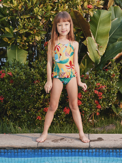 PUI  新品未使用品　flower peplum swimsuit Peplum One-Piece Swimsuit | Tea Collection