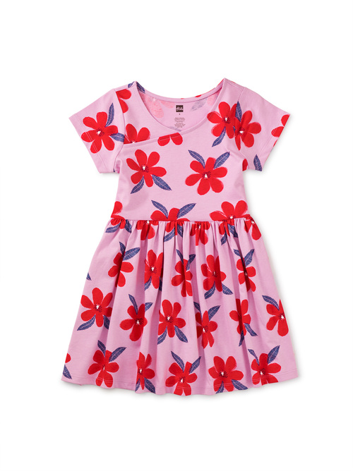  Short Sleeve Wrap Neck Dress