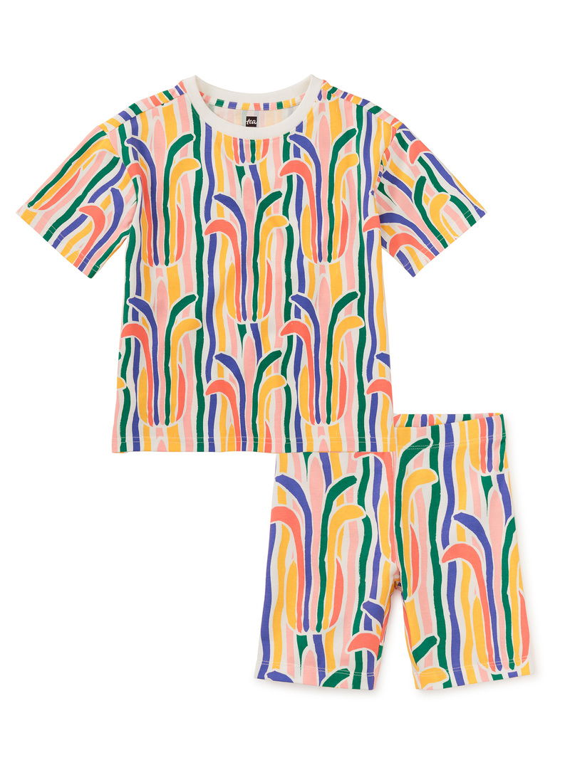 Easy Printed Tee & Bike Shorts Set