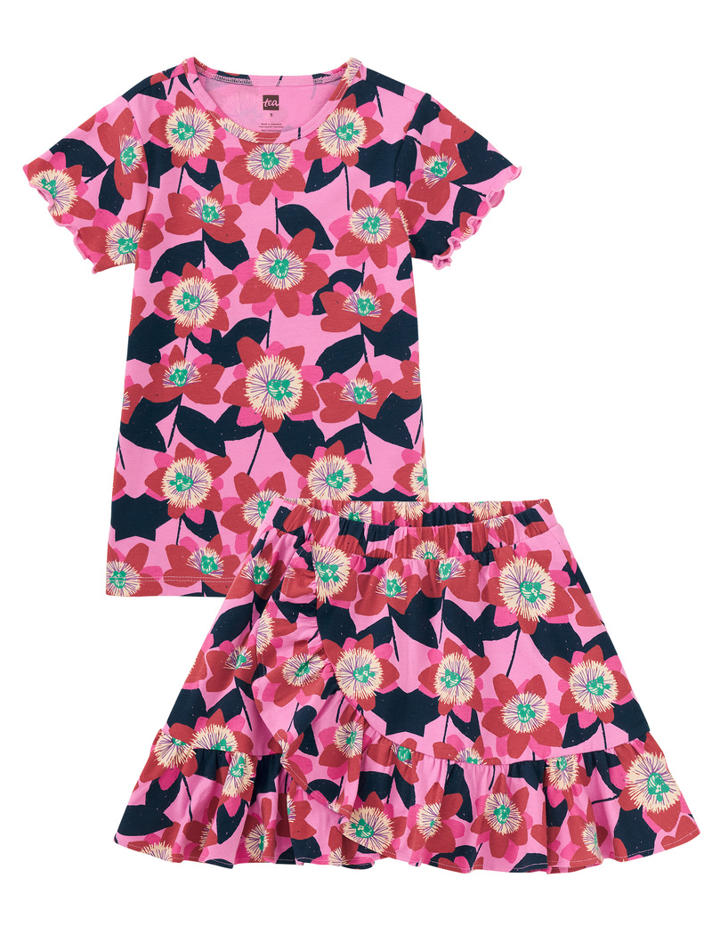 Printed Top & Ruffle Skirt Set