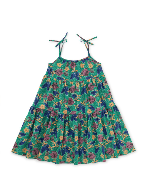 Tie Shoulder Tiered Dress