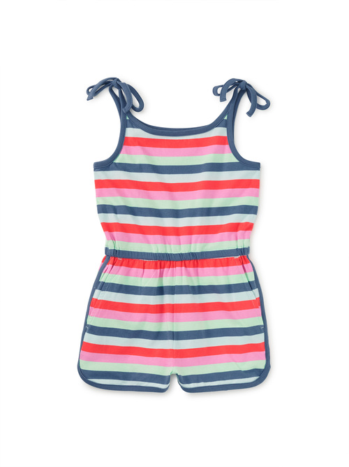  Tie Shoulder Sporty Romper