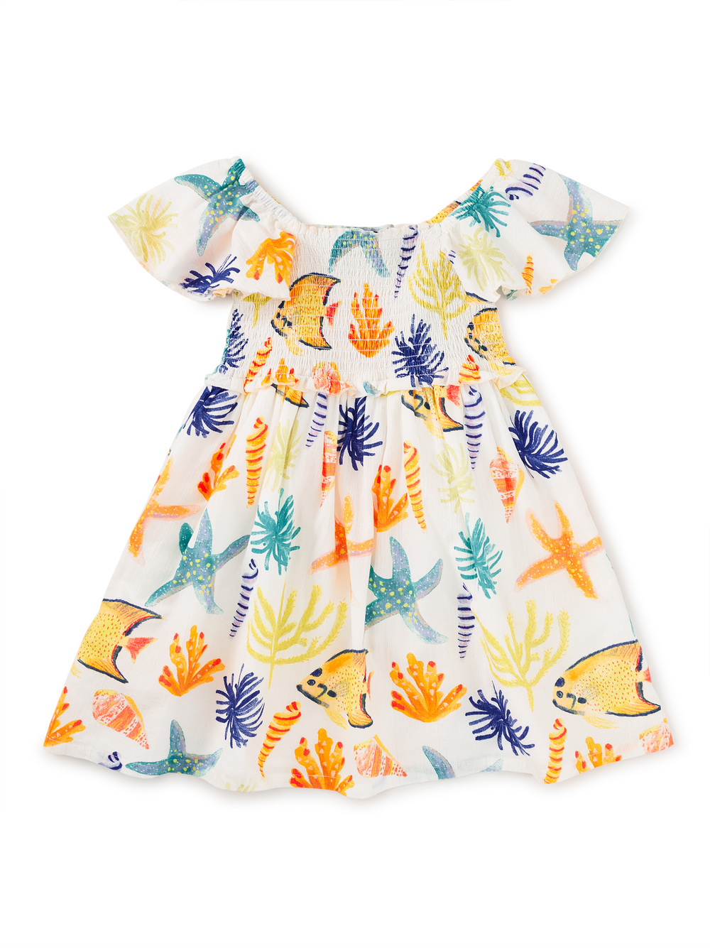 Flutter Sleeve Smocked Dress