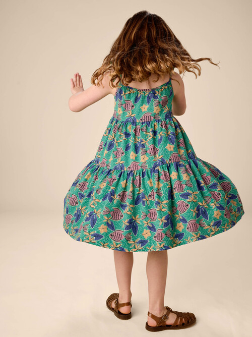 Tie Shoulder Tiered Dress