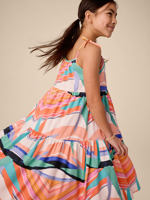 Tie Shoulder Tiered Dress
