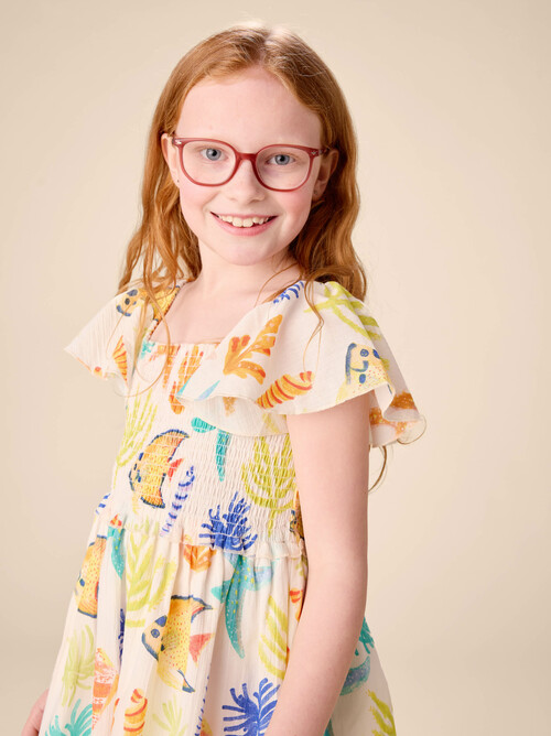 Flutter Sleeve Smocked Dress