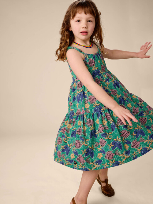 Tie Shoulder Tiered Dress
