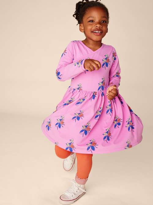 Long Sleeve Wrap Neck Dress