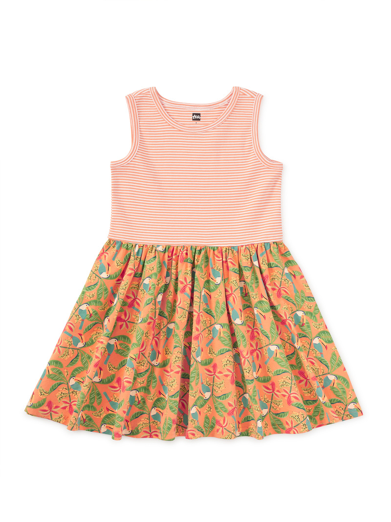 Print Mix Tank Skirted Dress