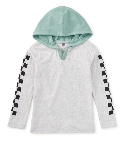  Checker Sleeves Happy Hoodie