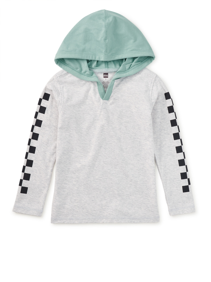 Checker Sleeves Happy Hoodie