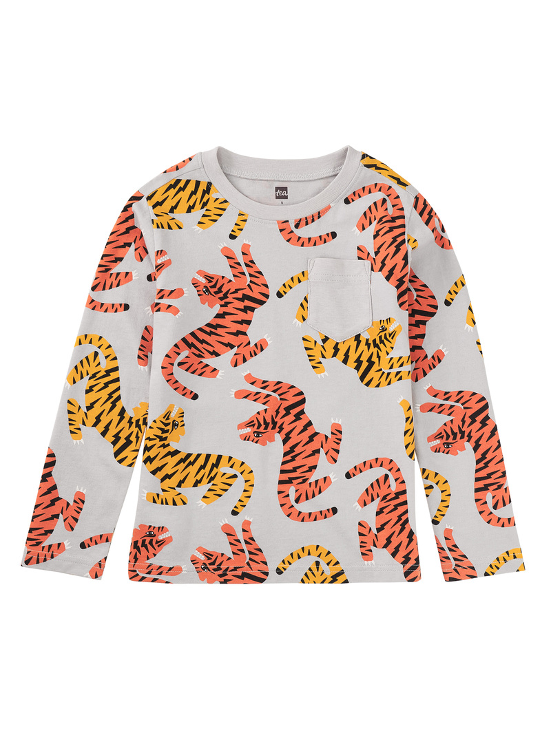 Long Sleeve Printed Pocket Tee