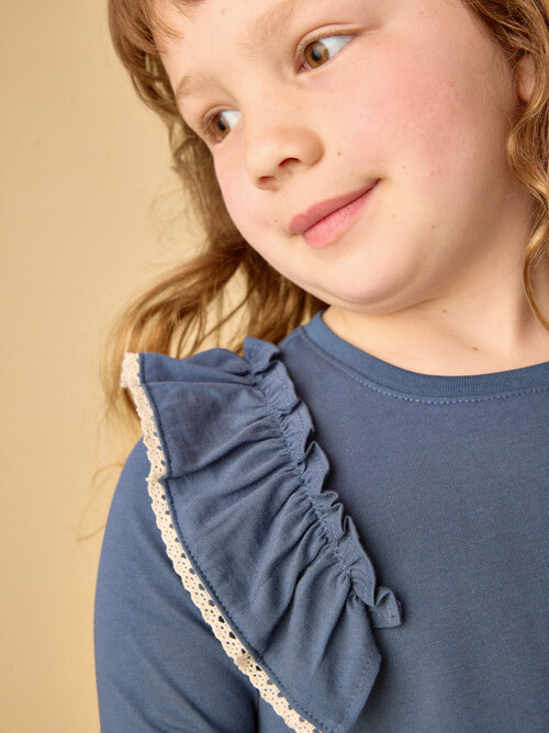 Long Sleeve Lace Trim Top