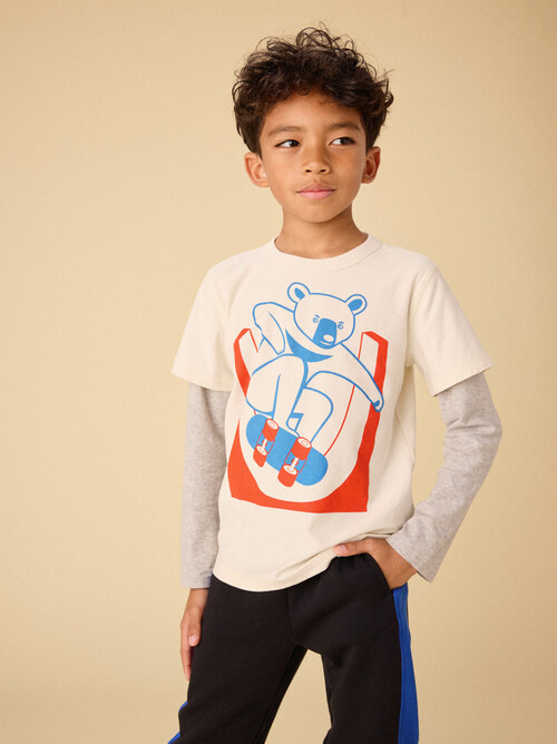Skater Moon Bear Layered Tee