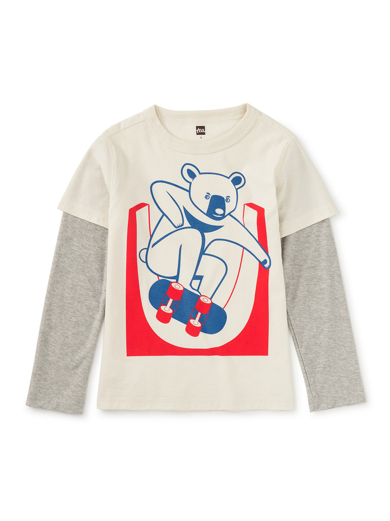 Skater Moon Bear Layered Tee