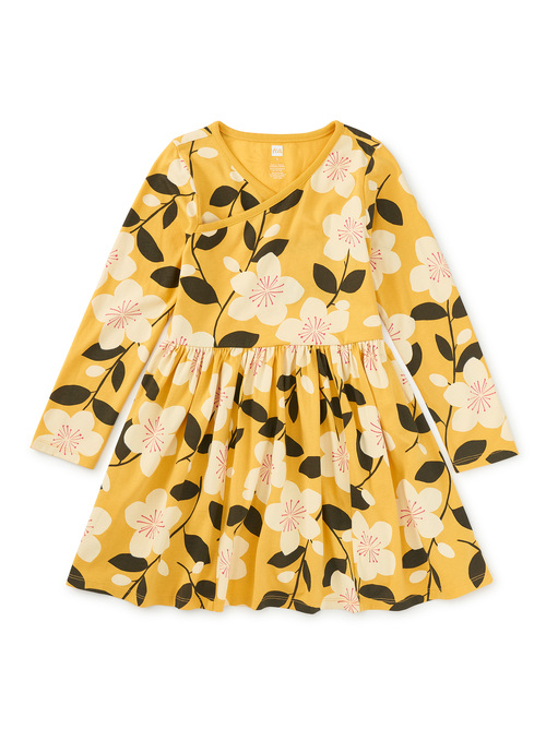  Long Sleeve Wrap Neck Dress