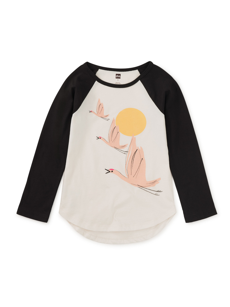 Flying Cranes Graphic Raglan T