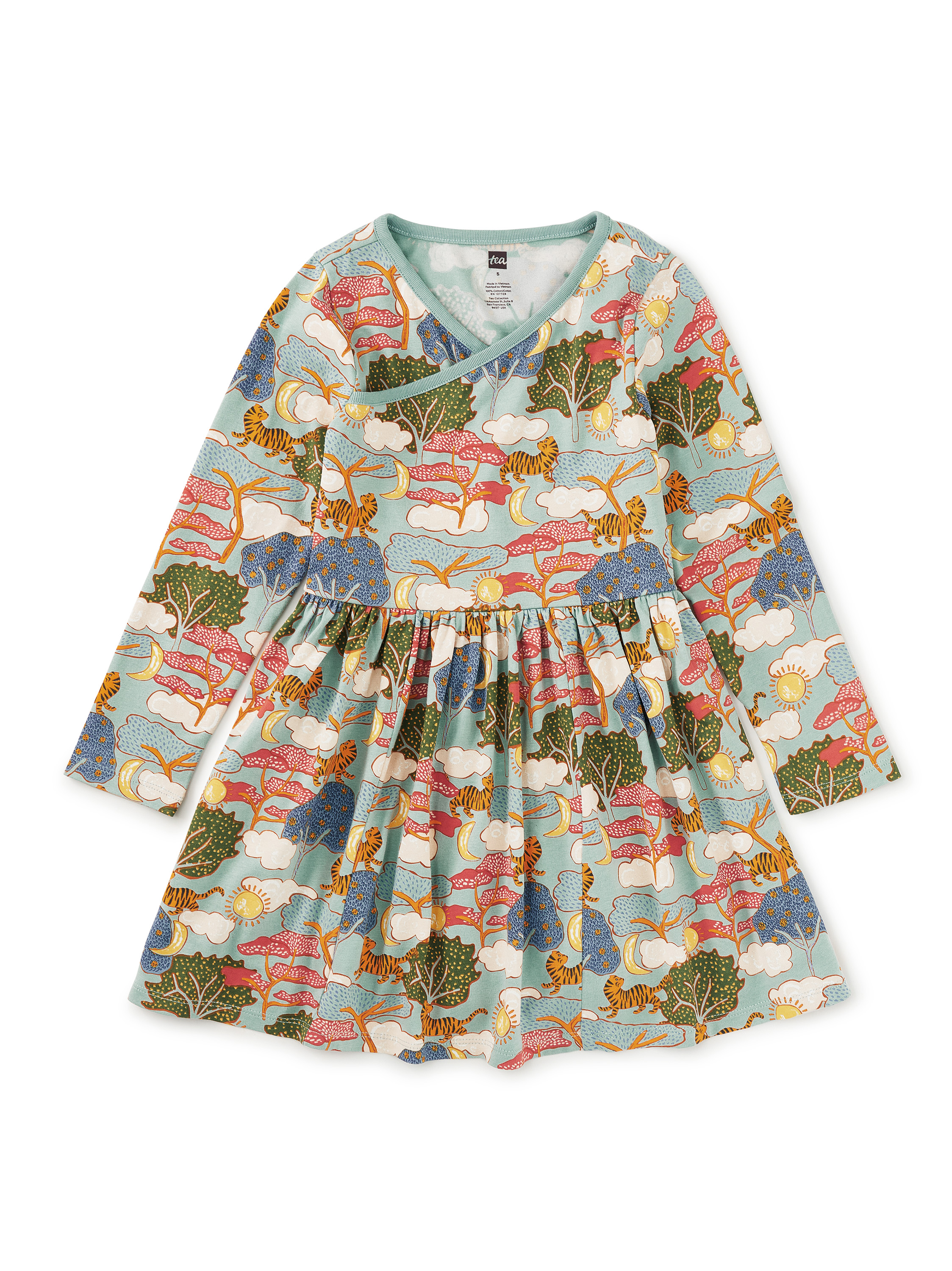 ＊韓国＊［FRAGFARM］Butterfly Floral Tee 3color Long Sleeve Wrap Neck Dress | Tea Collection
