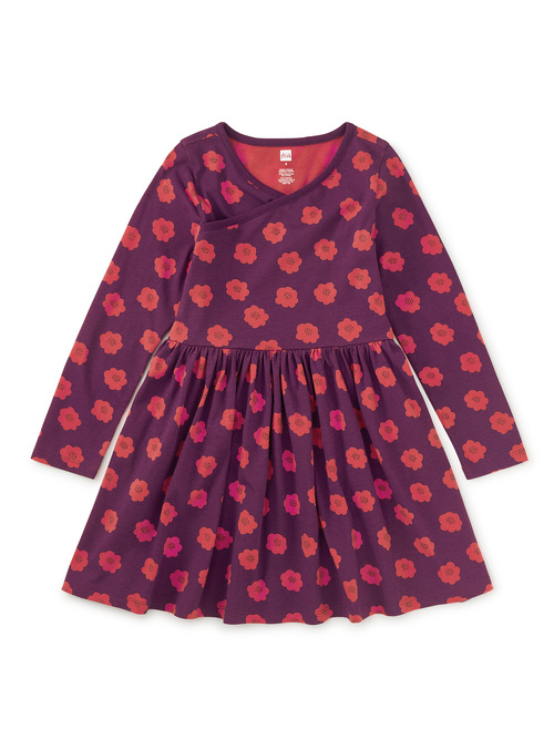  Long Sleeve Wrap Neck Dress